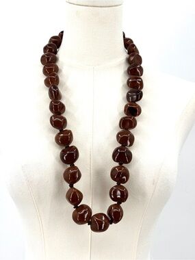 Estate Chunky Brown Bead Necklace